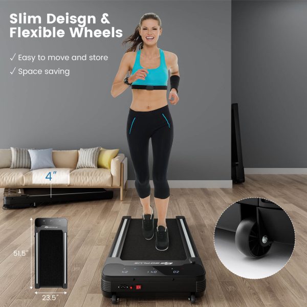 Costway Treadmill Under Desk Walking Pad 1 HP with LED Touch Display and Remote Control Black New Online Hot Sale - Image 3
