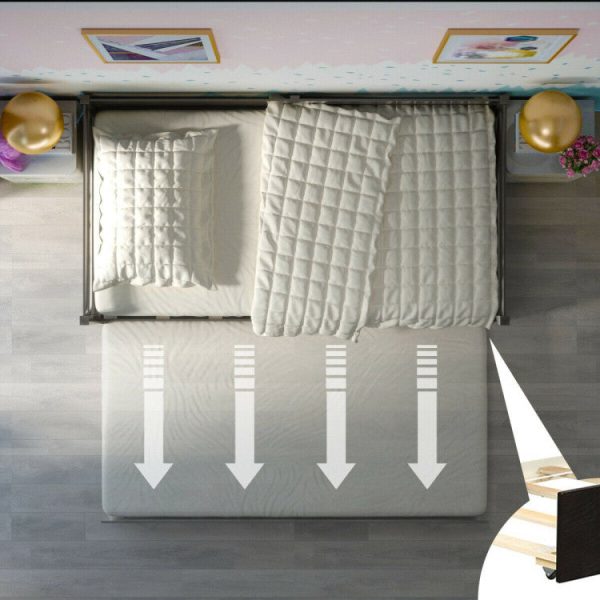 Costway Bed Frame Twin Size with Trundle Wooden Slats and Multifunctional Design New Discount - Image 3