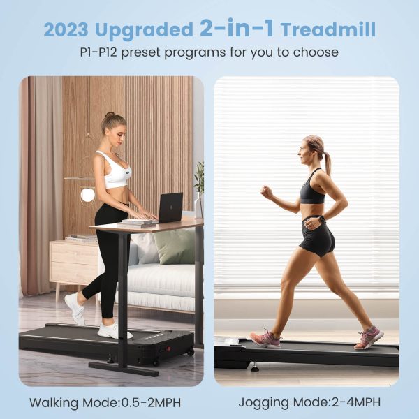Costway Treadmill Under Desk Walking Pad 1 HP with LED Touch Display and Remote Control Black New Online Hot Sale - Image 2