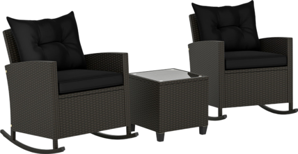 Costway Rattan Rocker Chairs with Tempered Glass Table and Soft Cushions New Cheap - Image 5