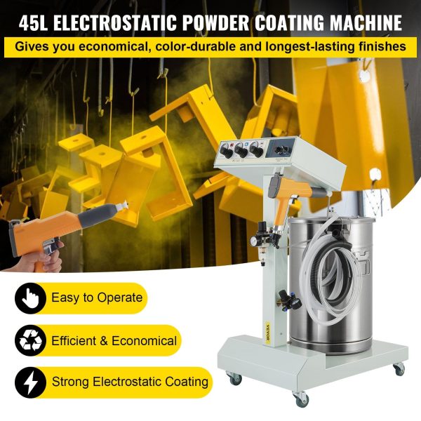 Vevor Electrostatic Powder Coating Machine 40W 45L with Spraying Gun 550g per Minute New Supply - Image 2