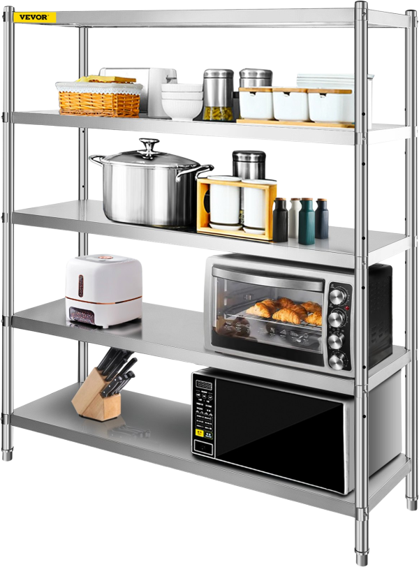 Vevor 5-Tier Storage Shelf 70.9  x 17.7  x 70.9  Stainless Steel 1650 Lbs. Capacity Adjustable Height New Online Sale