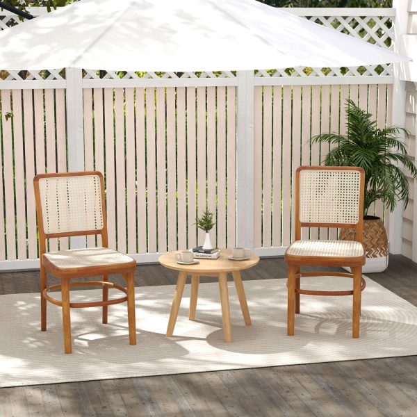 Costway Boho Dining Chair Set of 2 with Teak Wood Structure New Discount - Image 3