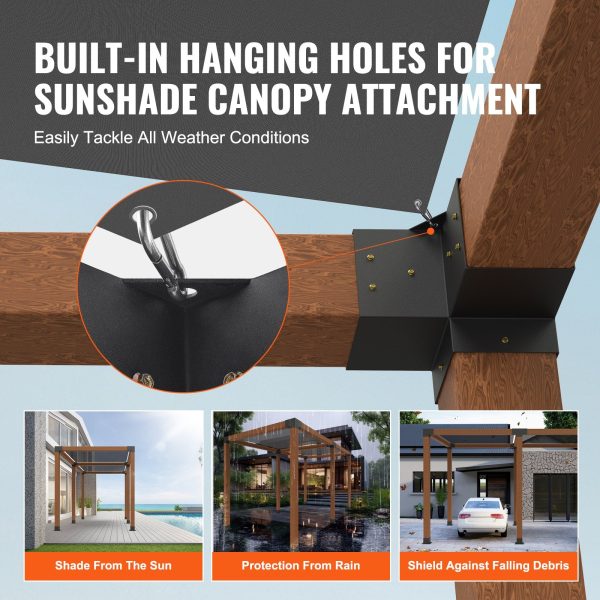 Vevor Pergola Bracket Kit 6  x 6  3-Way Corner and Post Base 8pcs New For Sale - Image 5