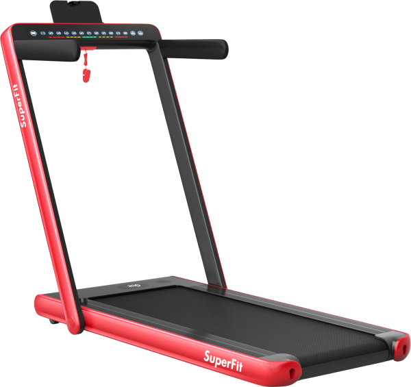 Costway SuperFit Treadmill Folding 2-in-1 with Dual Display 2.25 HP App Connect Speaker and Remote Control New Fashion